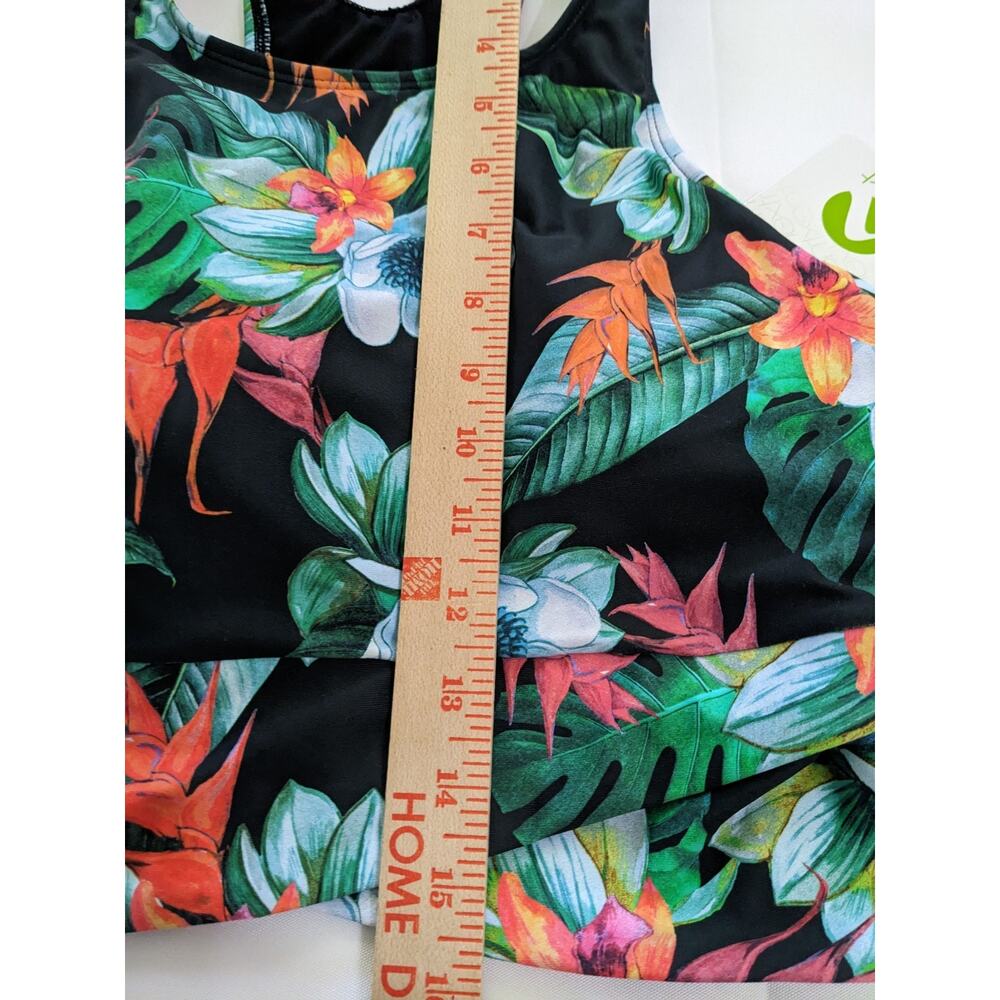 L Large Next High Neck Sports Bra Blue Hawaii Floral Flower New Nwt - Picture 4 of 6